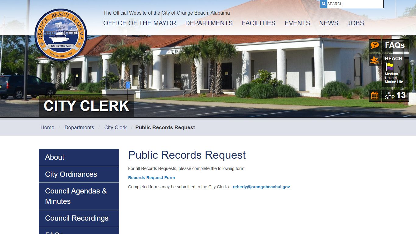 Public Records Request | Orange Beach